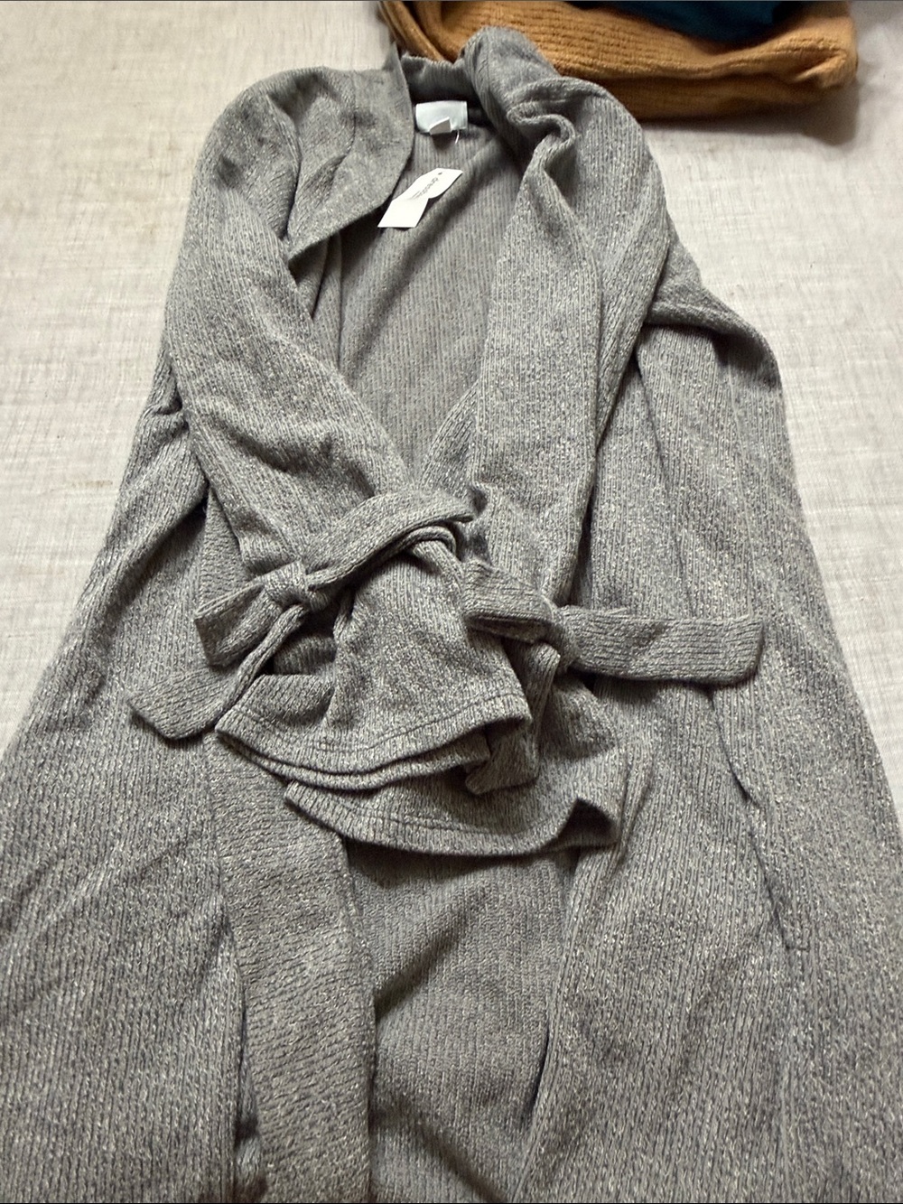 dressbarn Heather Gray Knit Wrap Cardigan